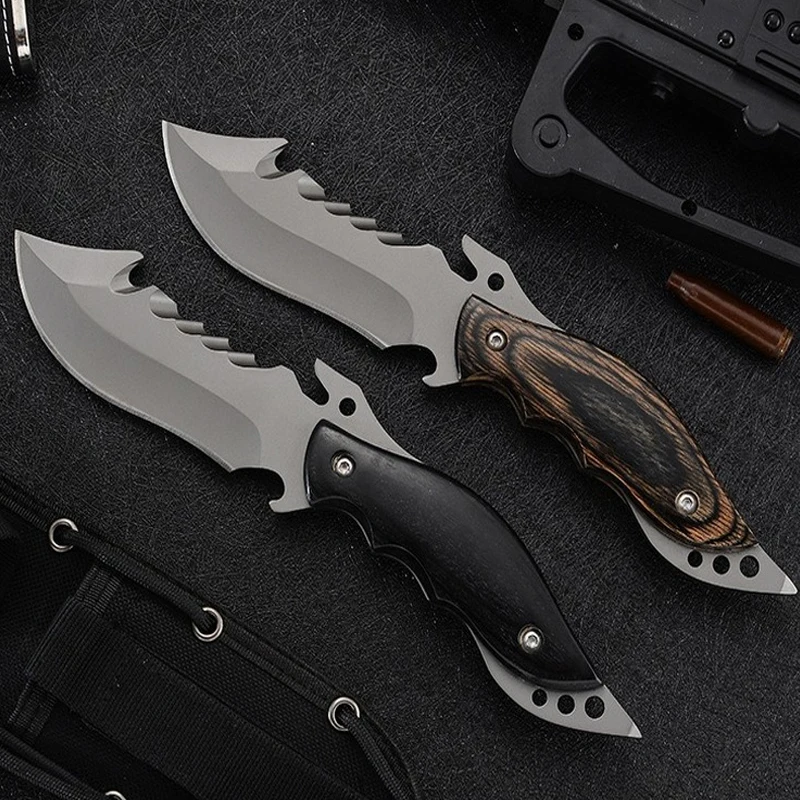 

High Hardness and Sharp Keel One Color Wooden Handle Knife Portable Straight Knife Outdoor Knife Tactical Knife pocket knife