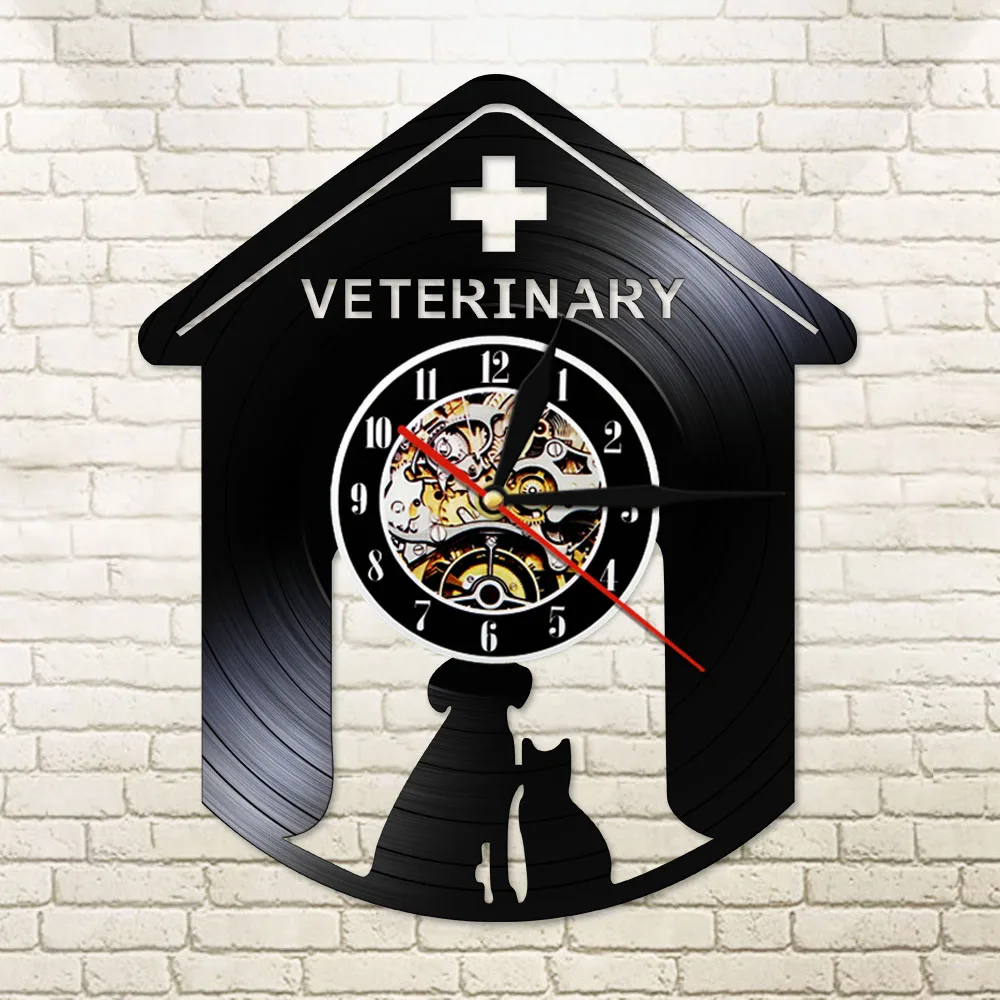 Классические виниловые настенные часы для ветеринарии собак кошек современный
