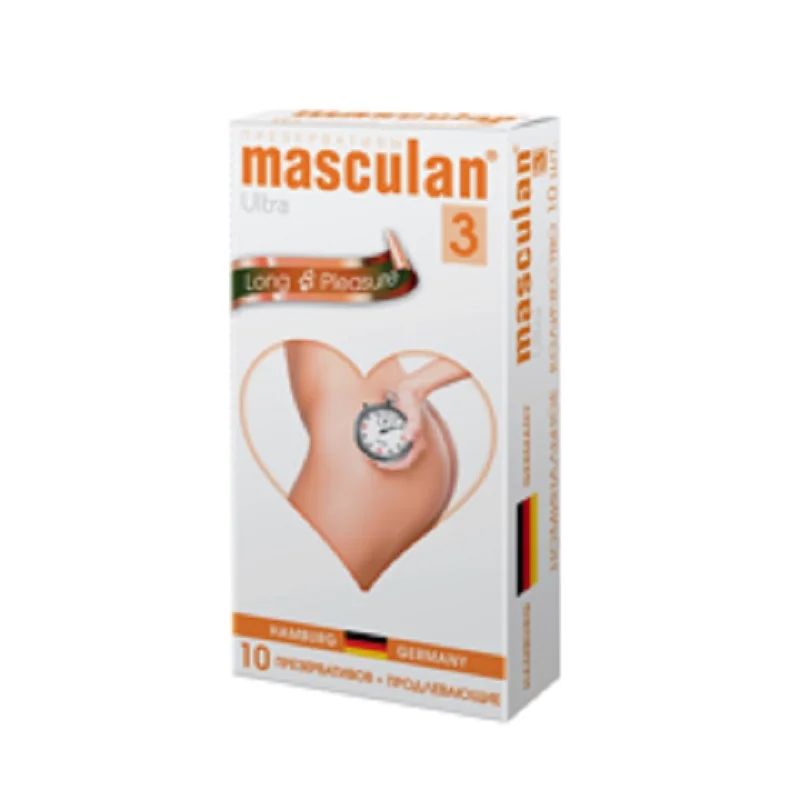 Презервативы Masculan 3 Ultra №10 продлевающий с колечками пупырышками и анестетиком |
