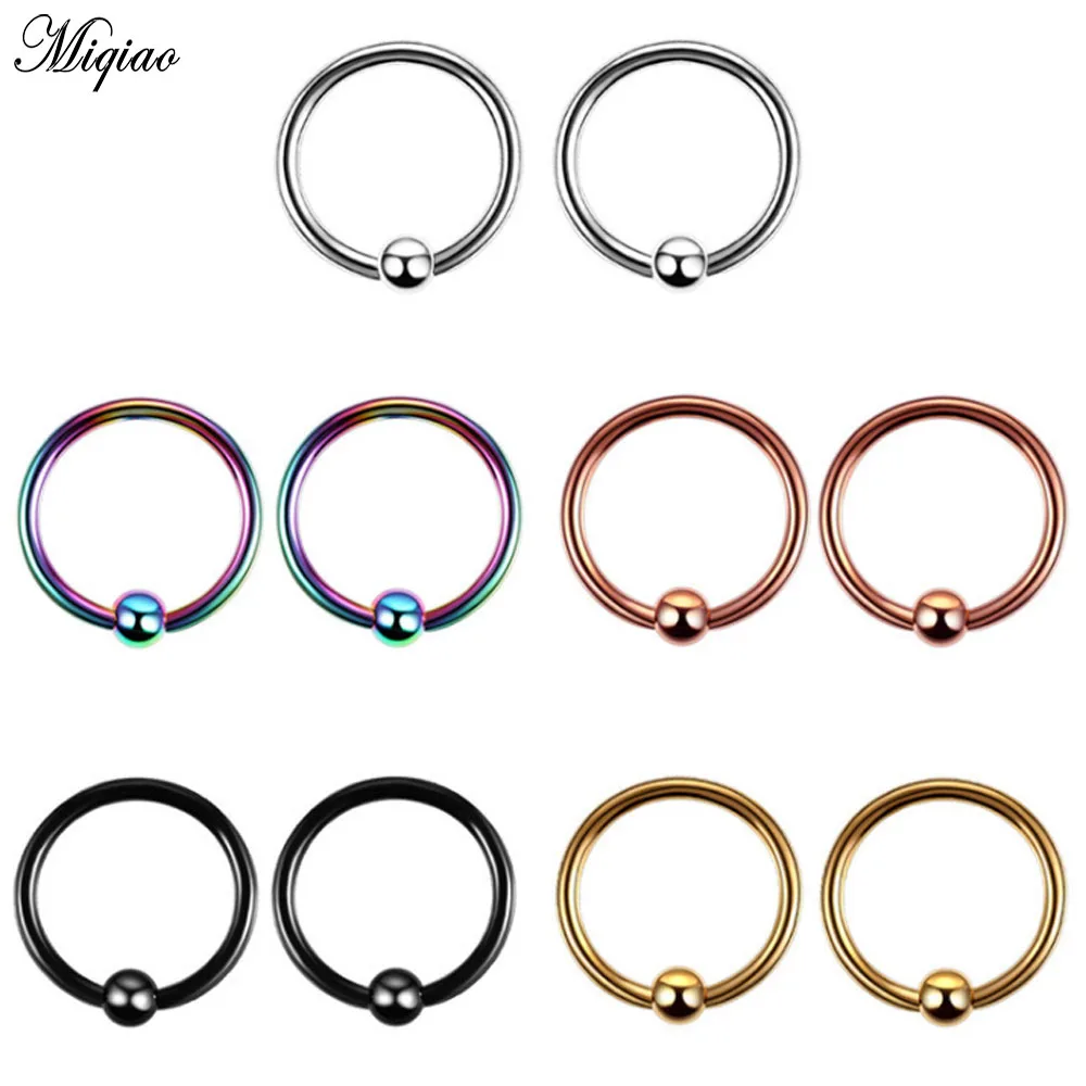 

Miqiao 2 Pcs Hot Selling European and American Alternative Stainless Steel Body Piercing Jewelry Nose Ring Earrings