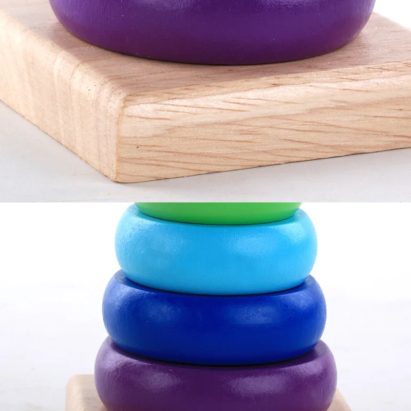 

2021 New Popular Baby Stack Toy Rainbow Tower Color Spin Tower Educational Toys Stacked Circle Building Blocks Gift For Kids