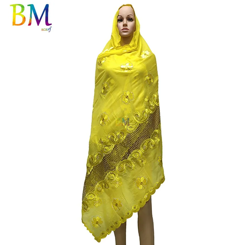 Новый Африканский мусульманский вышитый женский хлопковый шарф красивый и