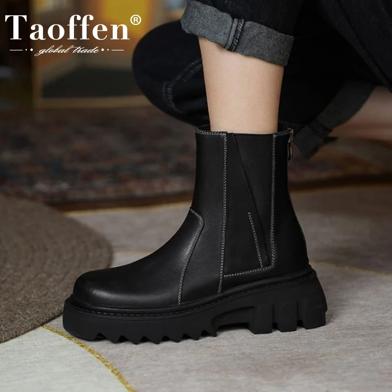 

Женские короткие сапоги Taoffen, зимние Клубные ботинки из натуральной кожи, размер 34-39, обувь, ботинки