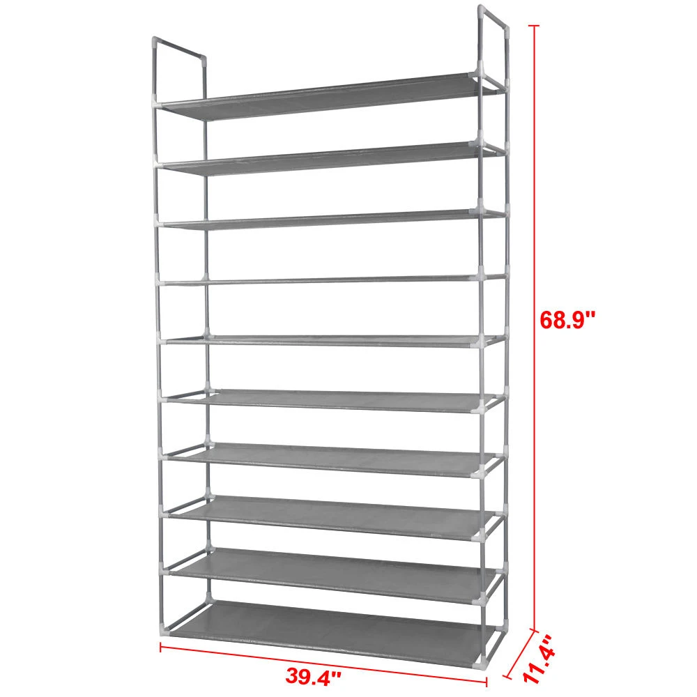 

10 Tier 50 Pairs Shoe Rack Storage Organizer Tower Free Standing Space Saving