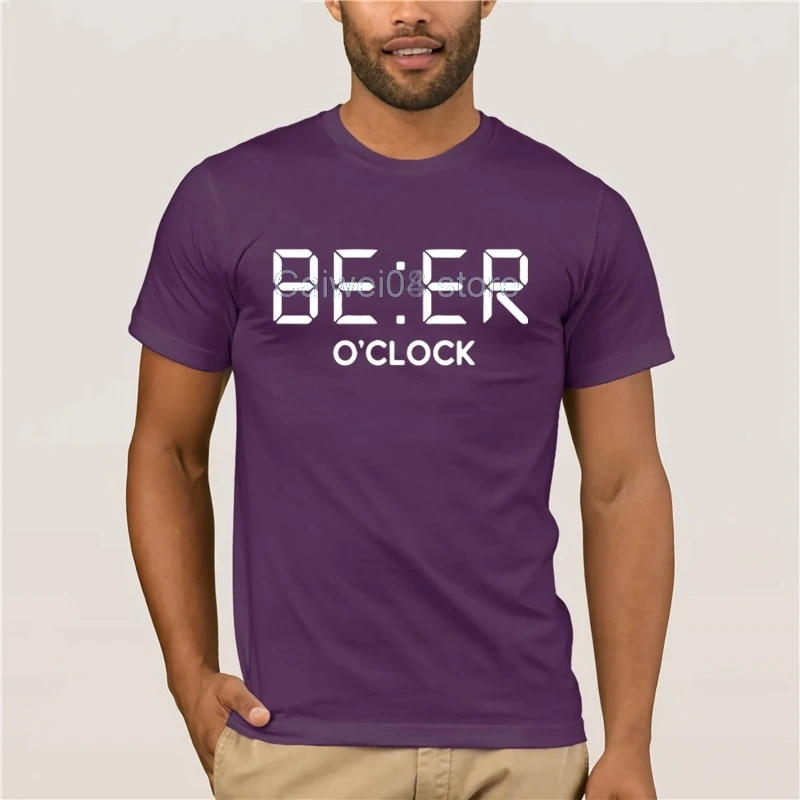 

100% cotton funny BEER OCLOCK print men T shirt cool summer funny men tshirt male o neck t shirt mens tee shirts