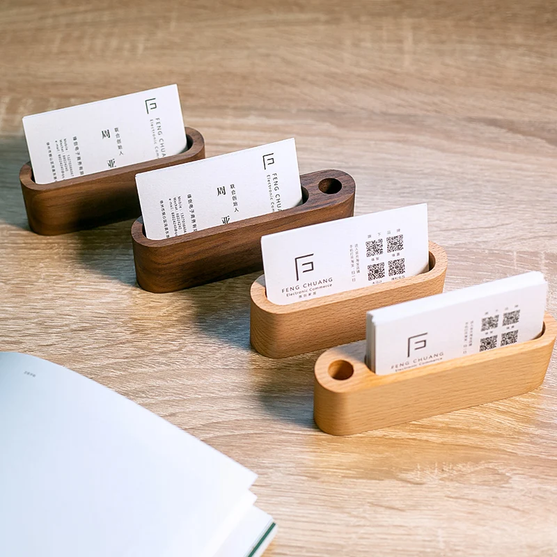 

1Pc Wooden Business Card Display Holders Stand Note Memo Holder Office Desk Card Holder Stand Accessories Organizer