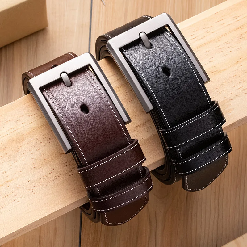 Rsfocus Vegetable Tanned Cowskin Leather Belts For Men Top Quality High-end Pin Buckle Men Jeans Belt Suit Waist Strap R511