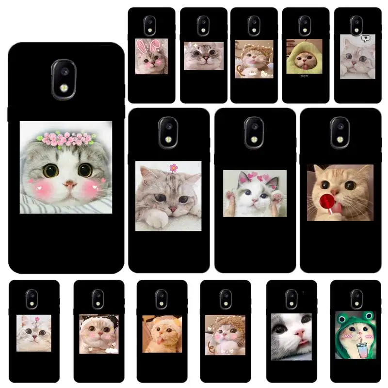 

FHNBLJ Cute funny cat emotion Phone Case For Samsung Galaxy J7 J6 J6PLUS J8 J4 J4Plus J7DUO J7NEO J2 J5 J6 J7 Prime