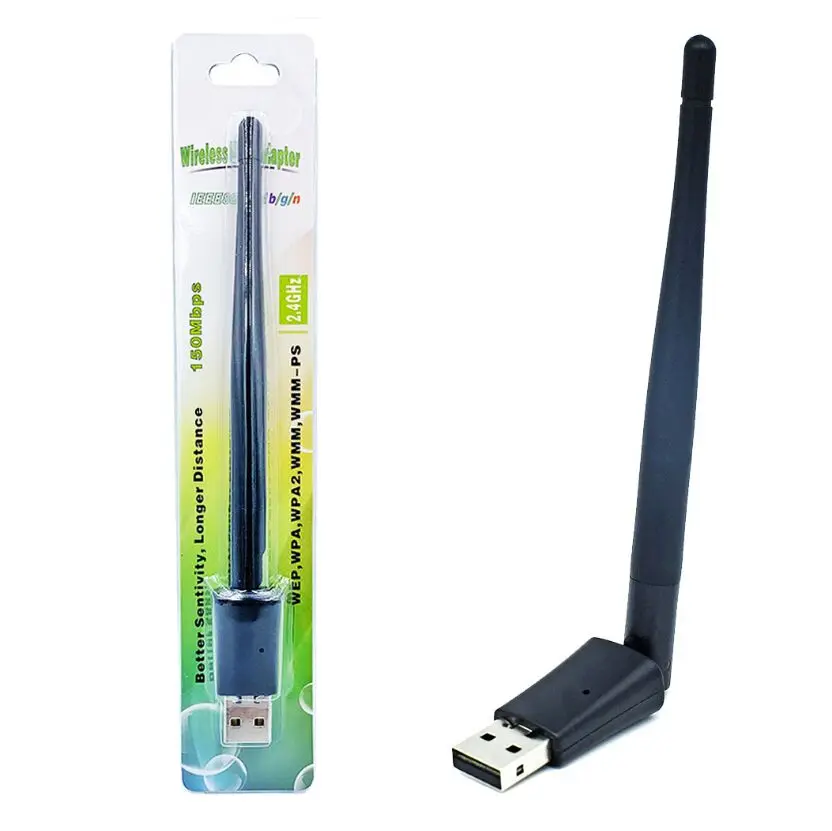 Черный Ralink MT7601 WI FI 150M 2,0 USB dongle Беспроводная wifi сетевая карта 802,11 b/g/n LAN antena WI-FI адаптер - Цвет: Черный