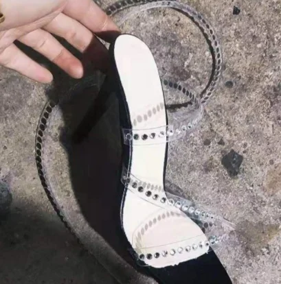 

2021 New Summer Ladies Sandals PU Lace Thin High Heels Shallow Mature Solid High Heels 35-42