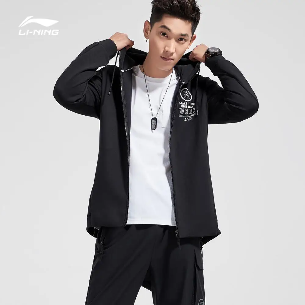 Li-Ning мужская толстовка с капюшоном серии Уэйд 48% полиэстер 42% хлопок 10% спандекс