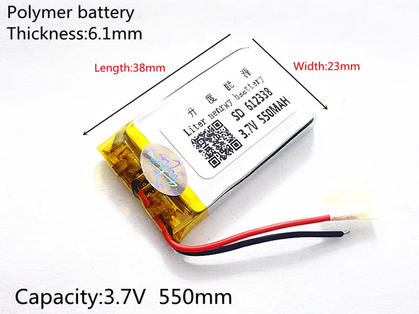 3 7 В литий полимерный аккумулятор 062338 612338 550 мАч MP3 MP4 GPS Bluetooth 6 1*23*38 мм литиевая