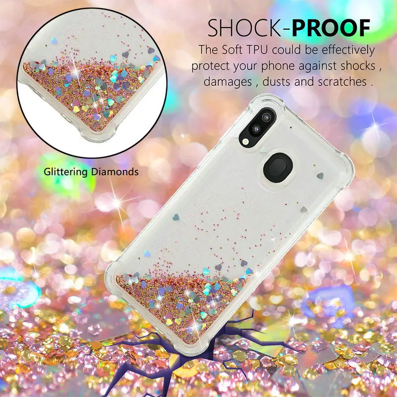 

Case For Samsung M20 Luxury Shockproof Phone Case For Samsung Galaxy M20 SM-M205F M205F M205 Glitter Liquid Quicksand Back Cover