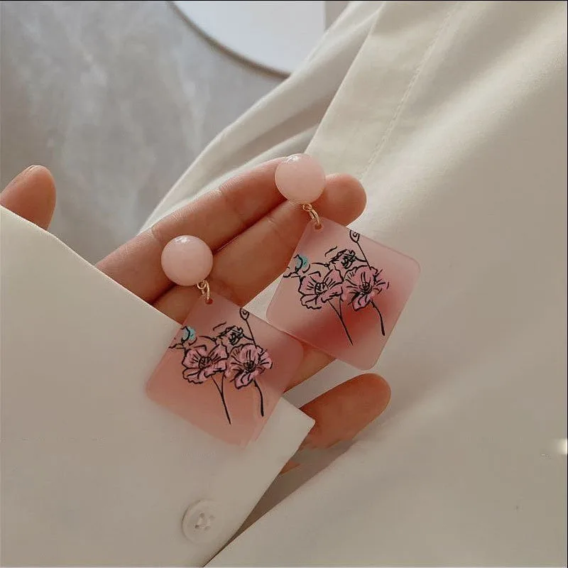 

Acrylic Colorful Fower Earring Women Summer Earrings