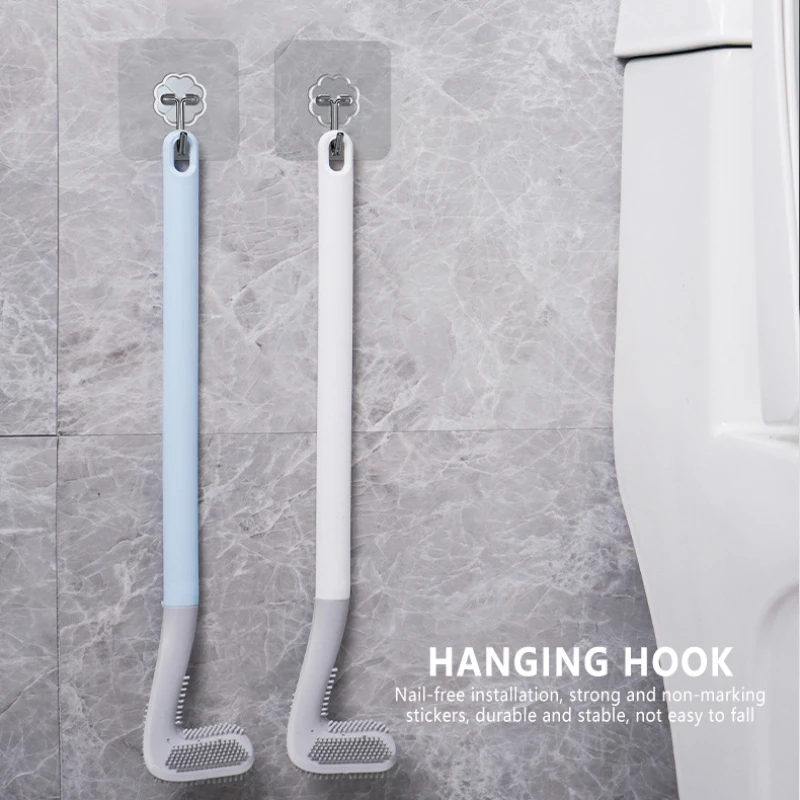 

Toilet Brush Portable Silicone WC Flexible Soft Bristles Brush Corner Brush Bending Handle Scrubber Bathroom Cleaning Accessor