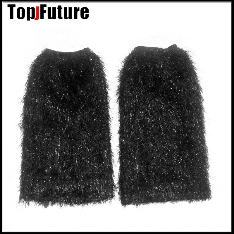 Длинные пушистые супер блестящие шелковые теплые эластичные подвязки для ног в