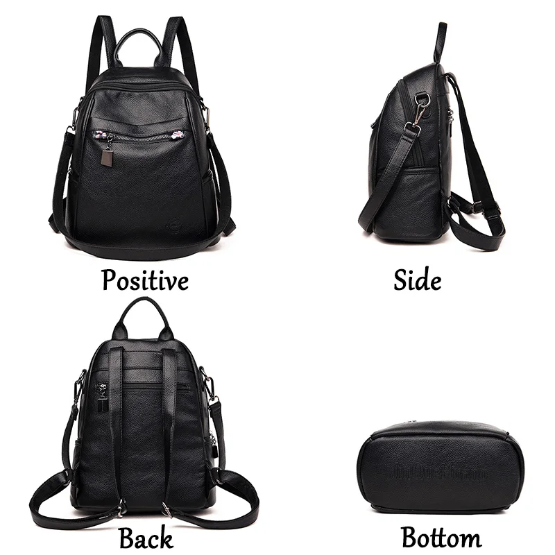

High quality leather backpack women large capacity travel backpack fashion school bags for teenage girls shoulder bags mochila