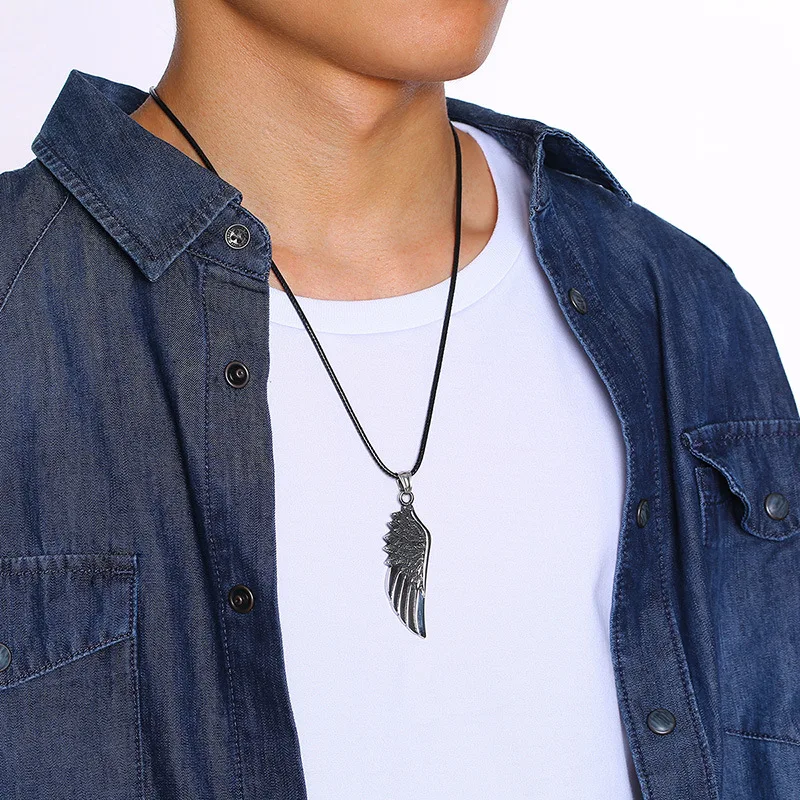

NHGBFT Retro Feather pendant for mens Single-wing angel pendant necklace Male jewelry Dropshipping