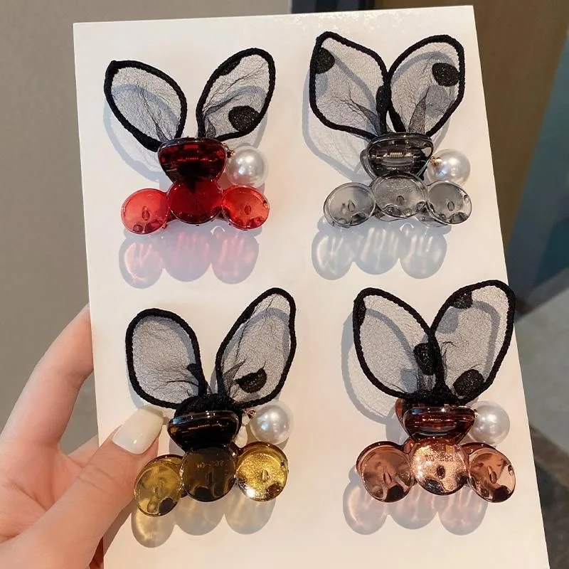 

2021 New Small Transparent Lace Butterfly Hair Claws Hairpin Cute Girl Grabs Acrylic claw clip For Women Sweet Accessories