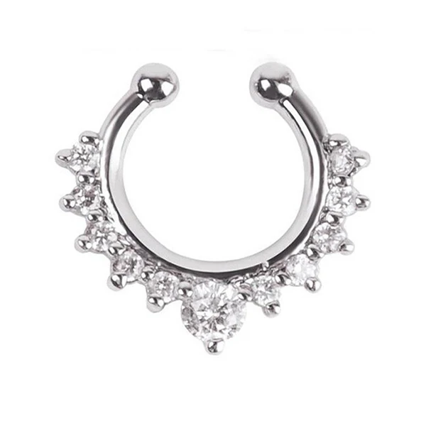 Кольцо для пирсинга носа Хрустальная поддельная перегородка пирсинг вешалка на