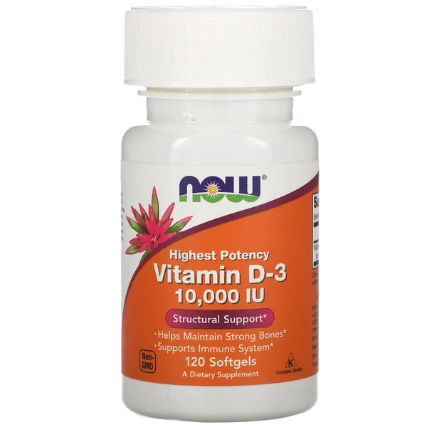 

Now Foods, Vitamin D-3 10,000 IU 120 Softgels Structural Support Help Maintain Strong Bones Immune System FREE SHIPPING