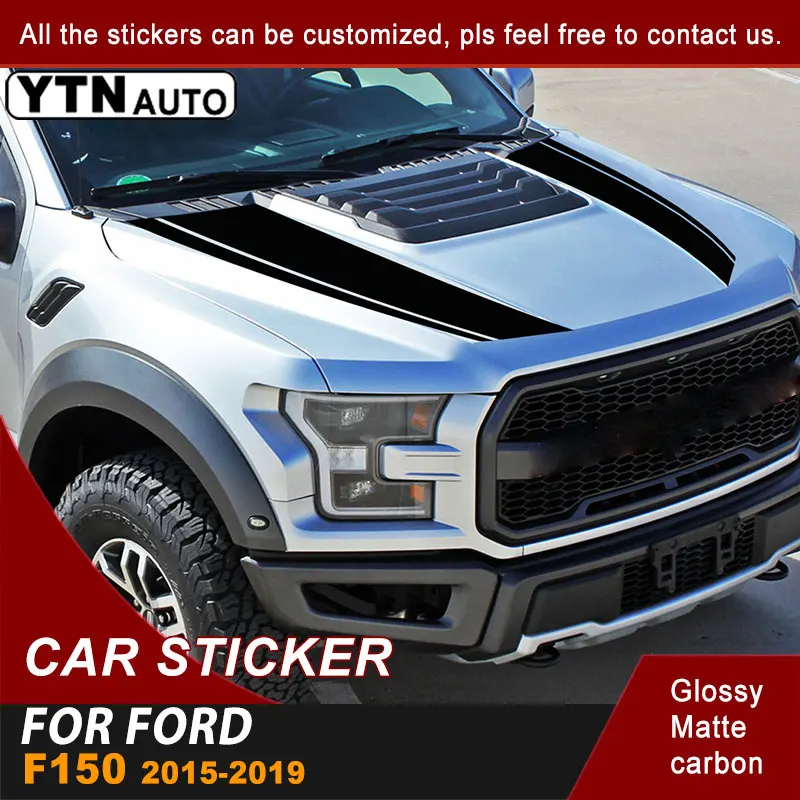 

PVC Car Decal Hood Scoop Stripe Racing Graphic Vinyl For Ford F150 2015 2016 2017 2018 2019 Bonnet Car Sticker Accessories