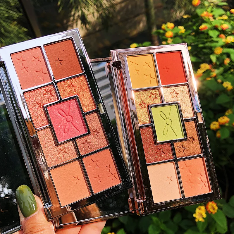 Палитра теней для век 9 цветов блестящие матовые тени палитра водостойкая