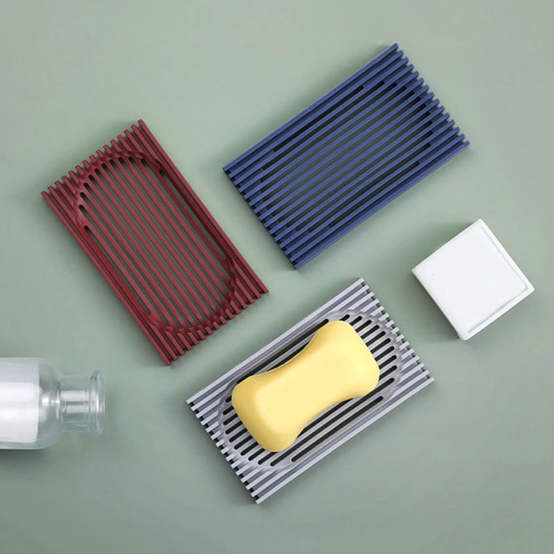 

Silicone Soap Dish Solid Color Hollow Bottom Soap Tray Drain Soap Holder Simplicity Antislip Storage Box Bathroom Supplies New