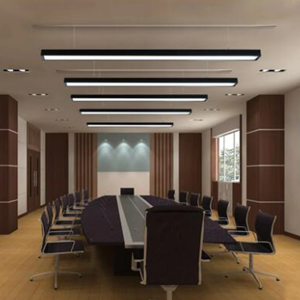 

Office Chandelier LED Lighting Office Droplight Gymnasium Strip Hanging Wire Lamps Studio Aluminum Condole Lamps