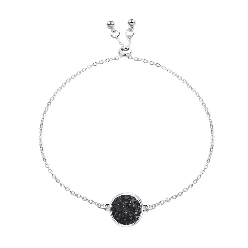 8 Модный Регулируемый Круглый круглый полимерный Druzy браслет Drusy из искусственной смолы Druse камень Золотая Серебряная цепочка ювелирное изделие для женщин подарок - Окраска металла: 8