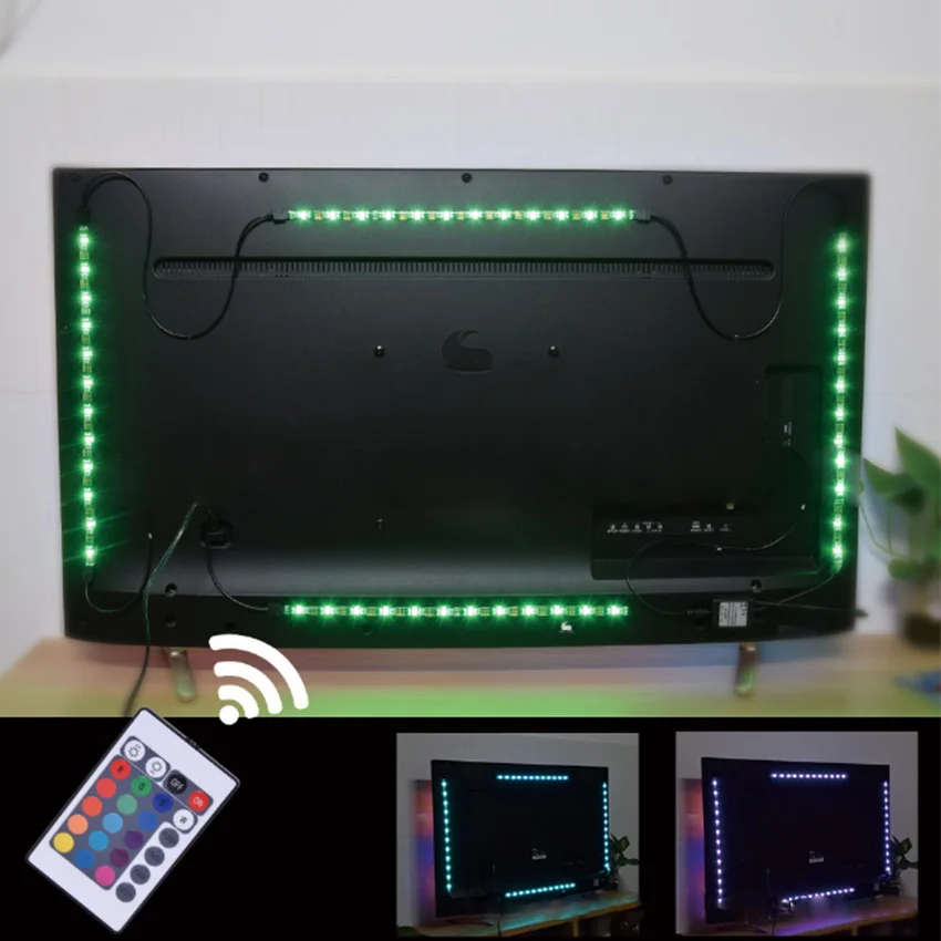 DC 5 В USB светодиодный с 5050 водонепроницаемый RGB светодиодный светильник 1 м 2 м 3 м RF 24 ключ дистанционного управления подходит для ТВ скейтборд велосипед ligh