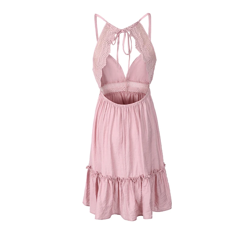 MIOFAR кружевное мини платье с v образным вырезом сексуальное Повседневное без