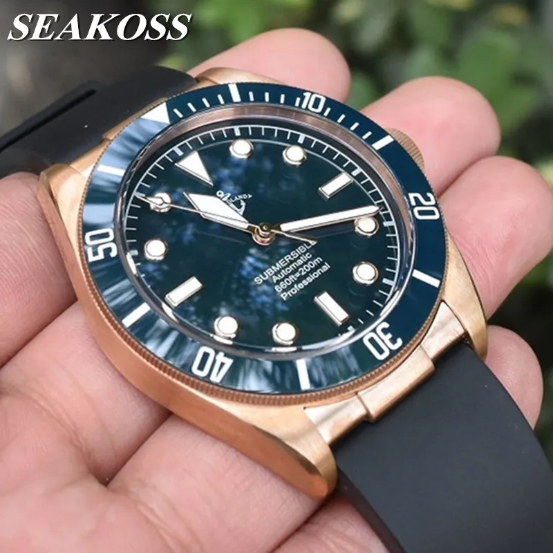 Модные Мужские автоматические механические часы 200 м с бронзовой подводной