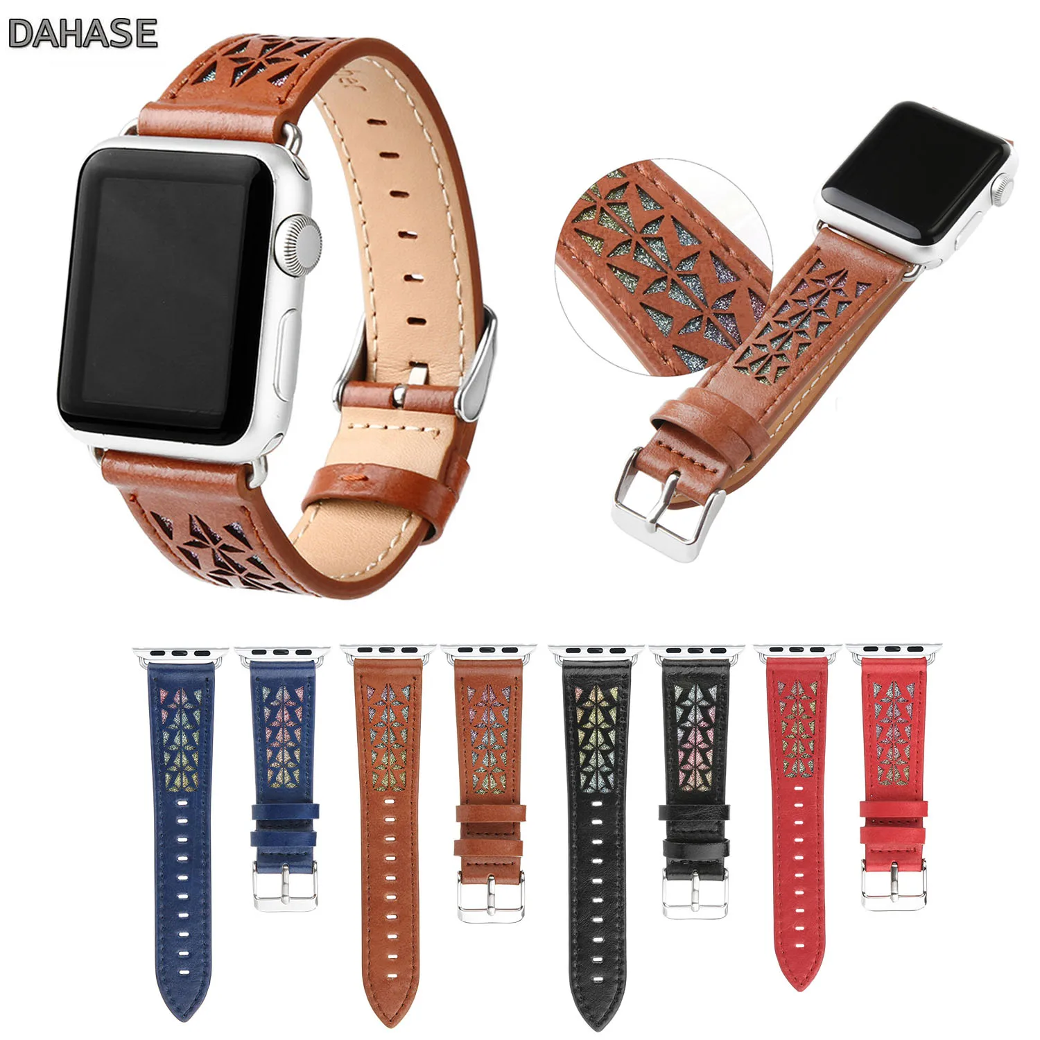 Ремешок из натуральной кожи для Apple Watch Band Series 1 2 3 4 5 резной браслет в стиле ретро