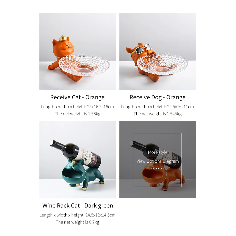 

Nordic Creative Decorative Cat Wine Rack Fruit Tray Jewelry Pallet dessert Fruit Snack Plates Table Decoration Storage Organizer