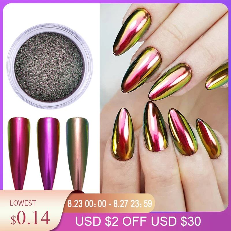 1 коробка акриловая пудра для ногтей с эффектом хамелеона|Блестки ногтей| |