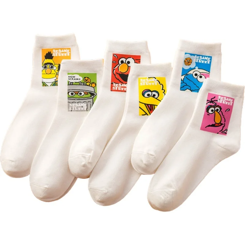 2019 Новый осень зима белые носки для девочек с принтом героями мультфильмов Улица