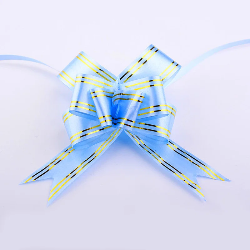 

10pc/pack Gold Pull Bow Ribbon 3cm Width DIY Wrap Flower Bowknot Wedding Decoration Birthday Party Supplies Home Decor