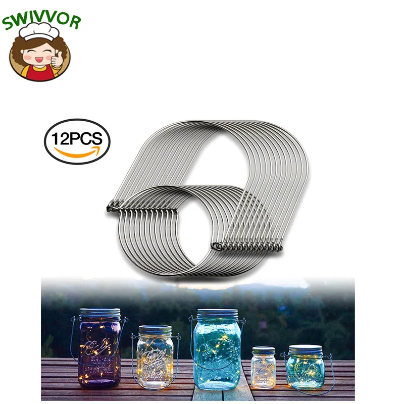 

Mason Jar Wire Hangers 12 Pack Stainless Steel Wire Handles for Regular Mouth Mason Jar Ball Pint Jar Canning Jars Canning Jars
