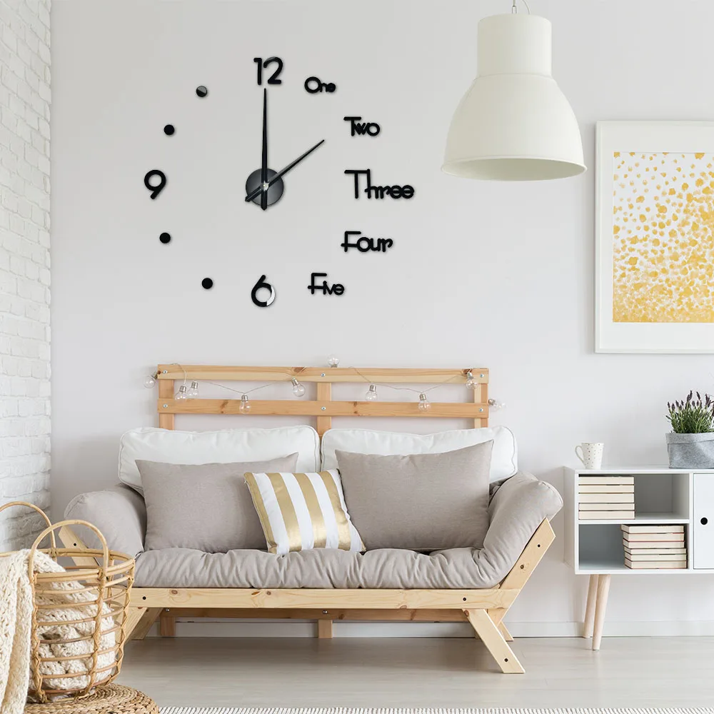 

DIY Digital Wall Clock 3D Sticker Modern Design Large Silent Clock Home Office Decor Wall Watch for Living Room Decoration