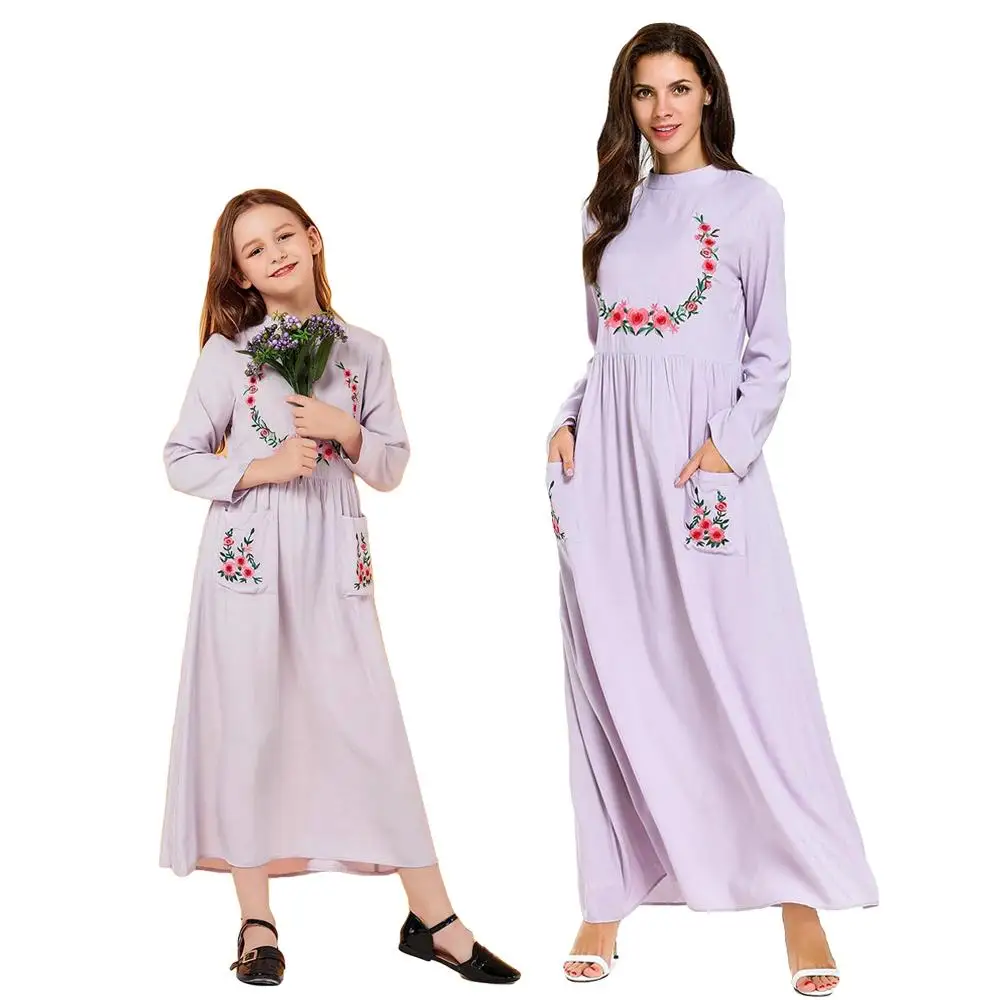 Длинное мусульманское платье для родителей и детей abaya арабское женское Макси