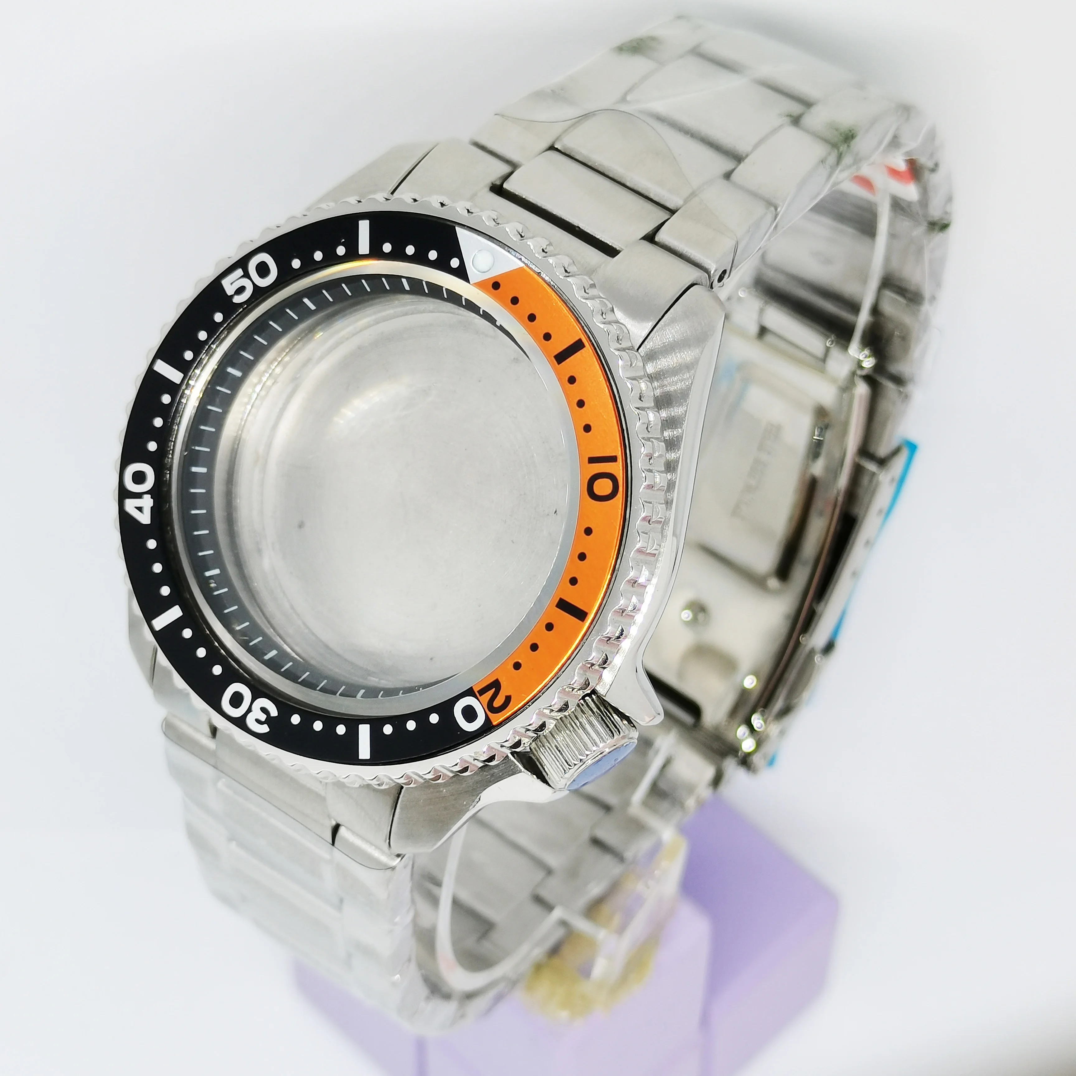 

New 42MM Cases 316 Stainless Steel Belt Sapphire Glass Aluminum Bezel Date 4H Fit NH35 36 Automatic Movement