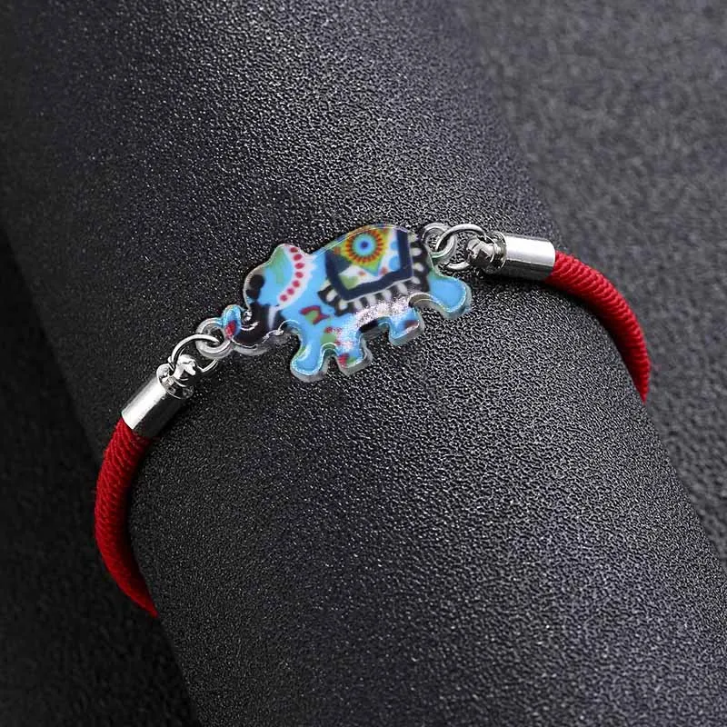 Милый плетеный браслет в богемном стиле с изображением слона и животных для