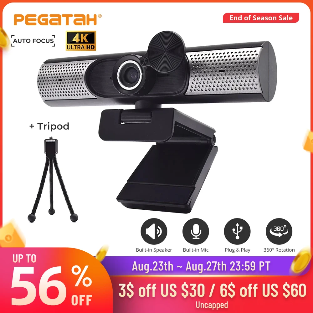 Веб-камера 4K HD с микрофоном поворотный динамик 1080p | Компьютеры и офис