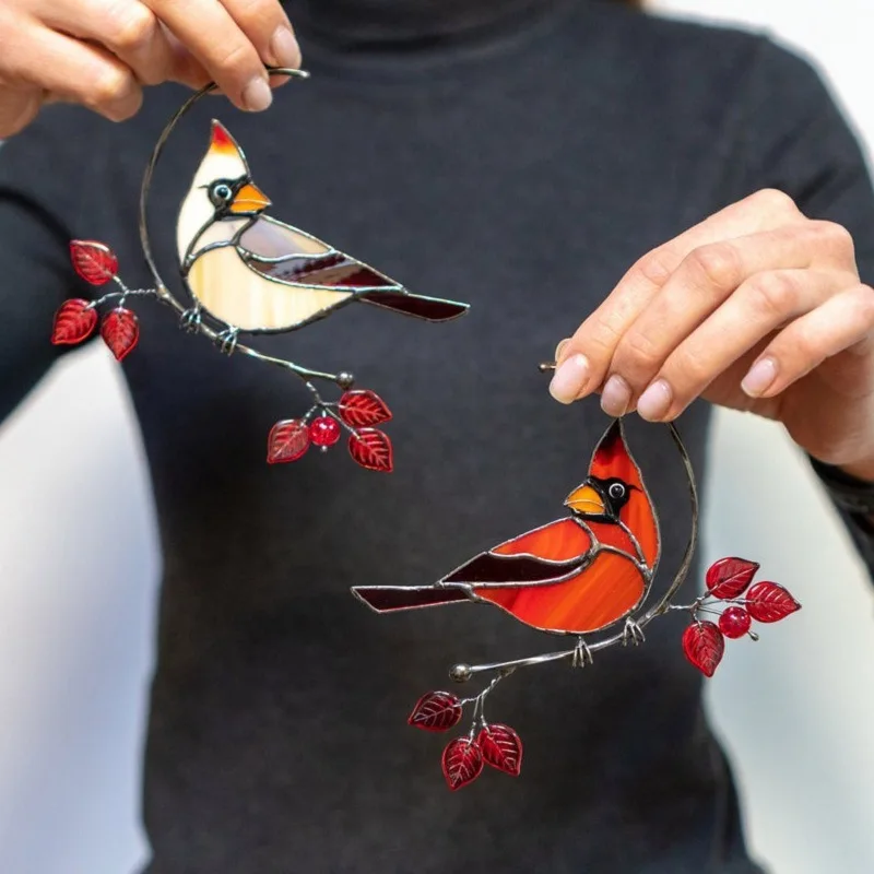 

Aibeads three-color color bird home decoration can be hung on the wall stained glass window ornaments art hanging chain