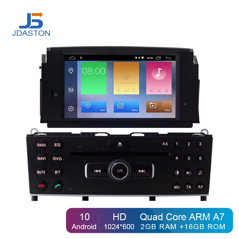 Автомобильный DVD проигрыватель JDASTON Android 10 дюймов 2Din для Mercedes Benz C200 C180 W204 2007 2010 GPS