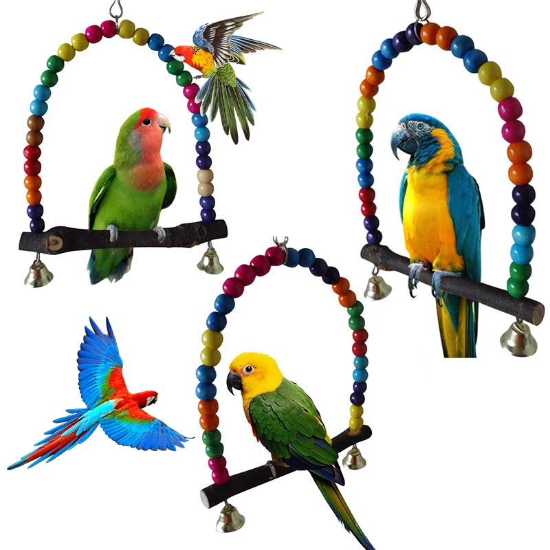Натуральные Деревянные попугаи качающаяся игрушка красочные Lovebird качели для