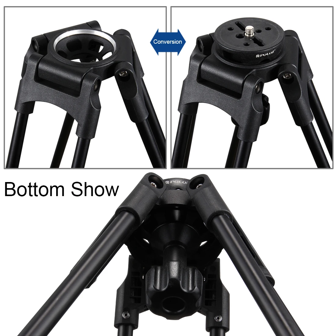 PULUZ 75mm Semisphere Converter Half Ball Flat to Bowl Adapter with 1/4" and 3/8" Screws for Fluid Head Tripod DSLR Rig Camera