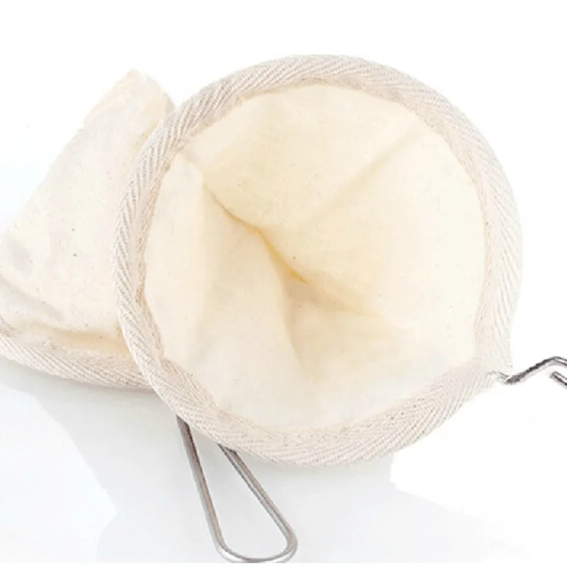 

Convenient Reusable Coffee Filter Bag Stainless Steel Handle Flannel Cloth Strainer Dropping Pot Mesh Coffee Tools Tea Filter