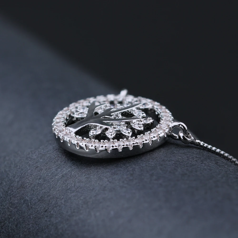 Ожерелье Newranos с деревом жизни подвески из фианита маленькое круглое женское